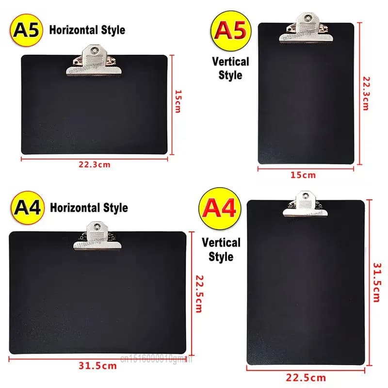 Cartella per appunti in plastica A4 A5 Menu per biglietti banconote File per documenti Clip per carta Wordpad Office School Writing Drawing Pad morsetto Board