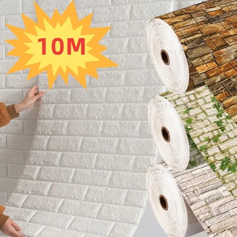 70 cm x 10 m Self-adhesive wallpaper Decorating Antique Foam Brick Wallpaper Living Bedroom Wall decal 3D waterproof