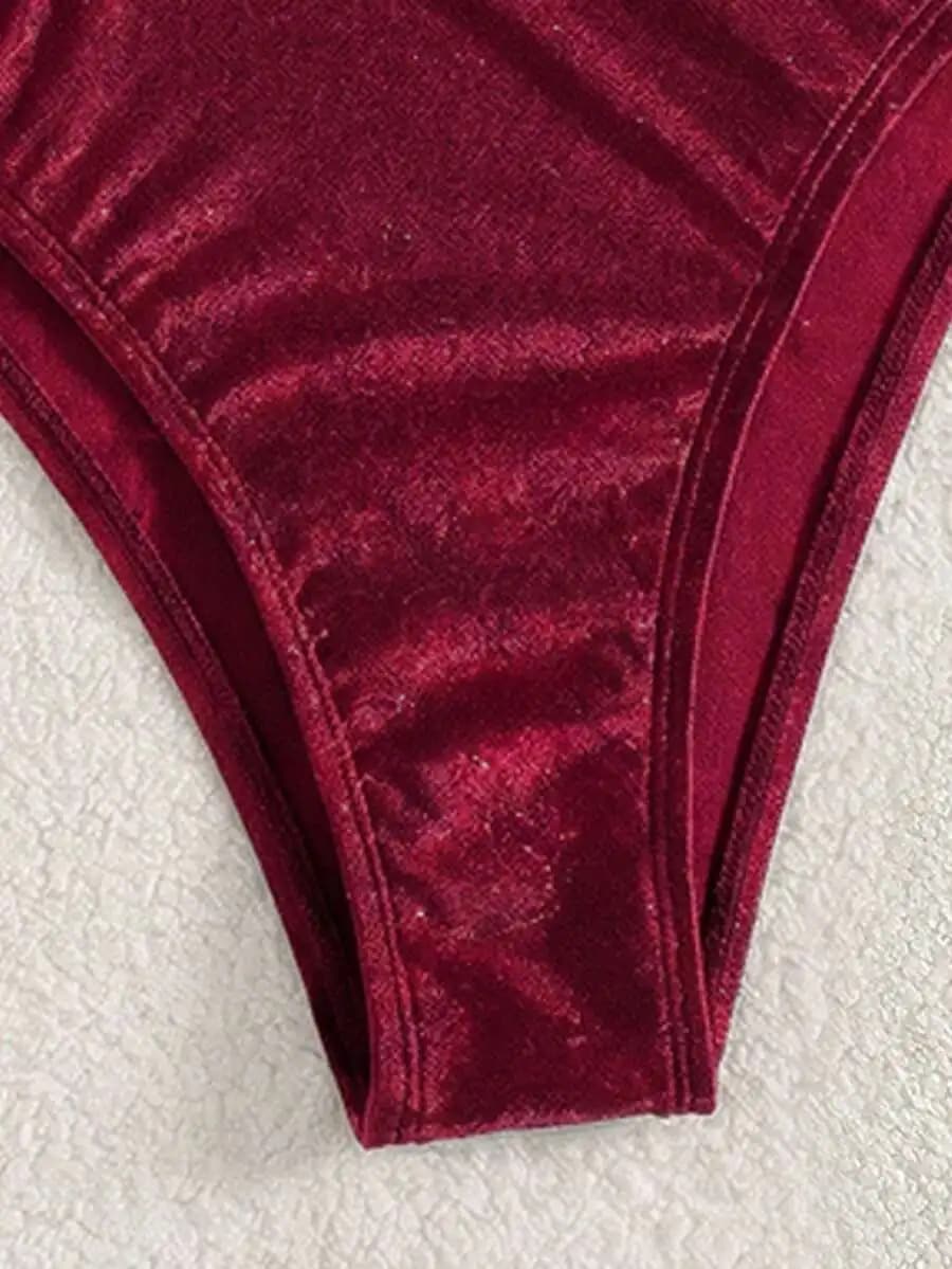 Elegant Sexy One Piece Swimsuit Asymmetrical Shoulder Cutout Waist Deep V High Cut Cheeky Fit Bodycon Tummy Control