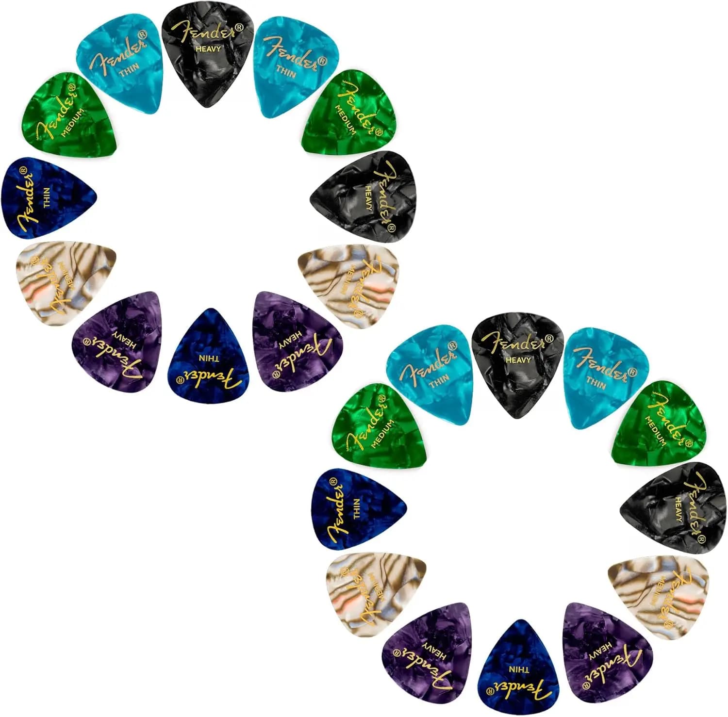Confezione da 24 plettri assortiti - Spessore sottile, medio e grosso per chitarra