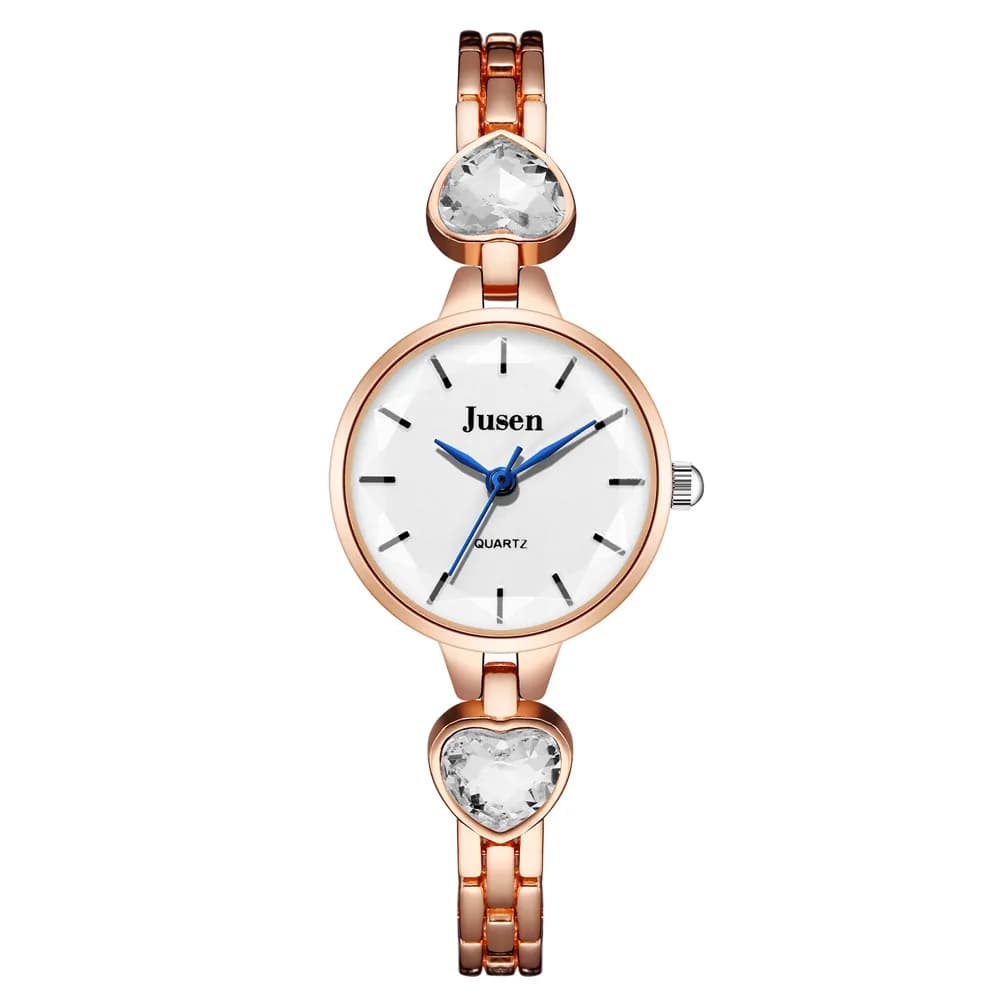 orologio da donna con cinturino al quarzo con quadrante piccolo e strass alla moda