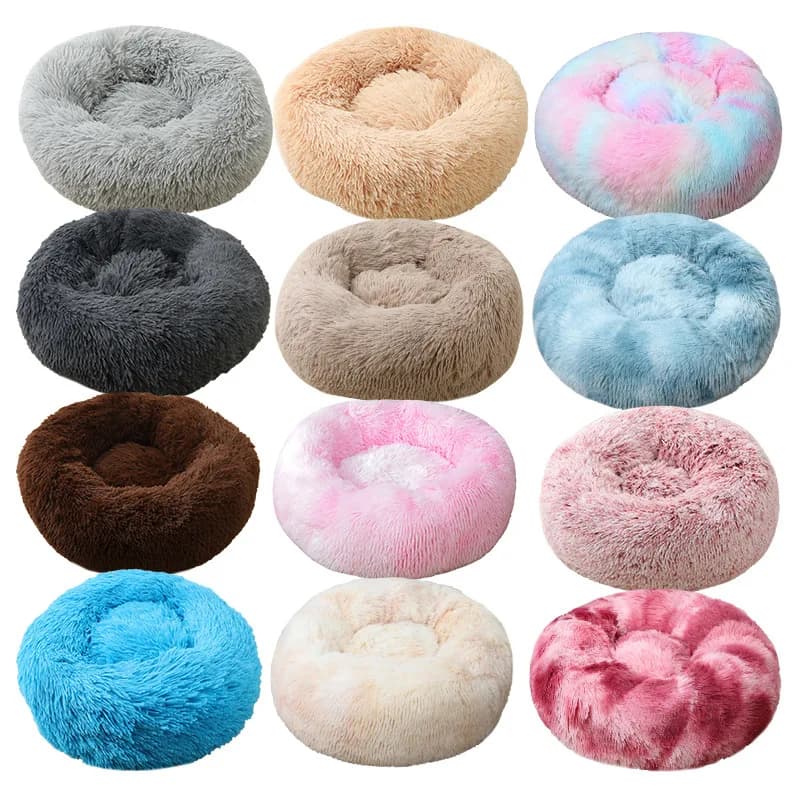 Letti per gatti Cuccia per animali morbida e lavabile Inverno addensato Ciambella calda Nido rotondo in peluche per animali domestici Comodo letto per gatti che dorme