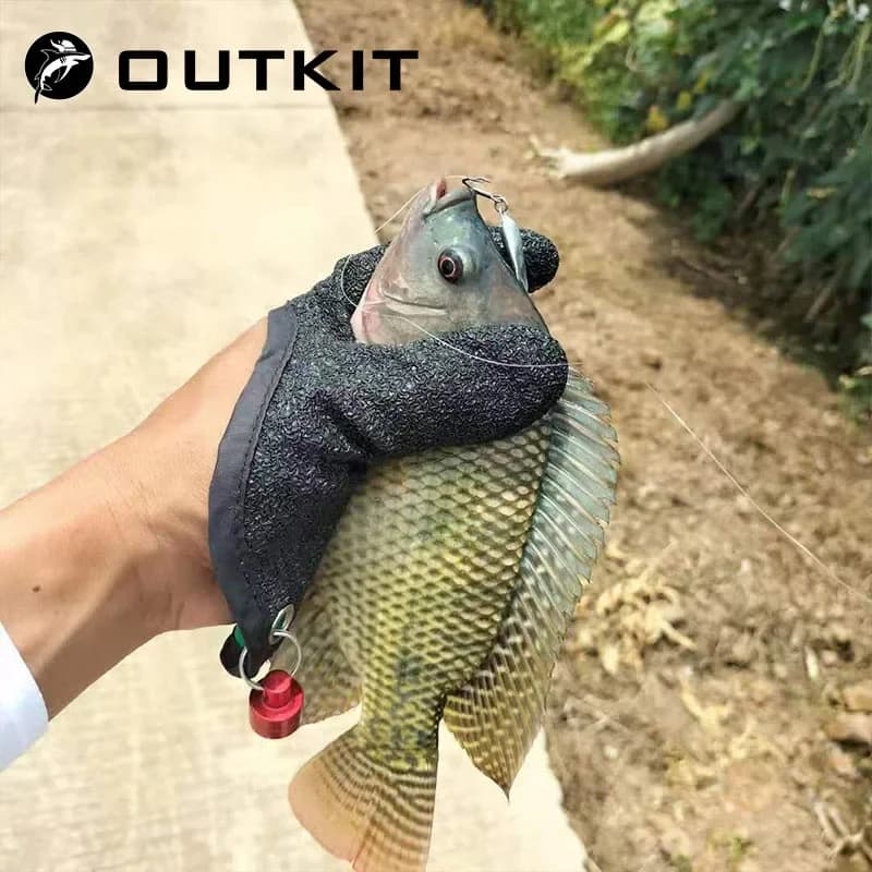 OUTKIT Nuovi guanti da pesca in lattice antiscivolo Pescatore a rilascio Proteggi le mani Guanti da pesca di sicurezza con acquisizione antiscivolo 1pz