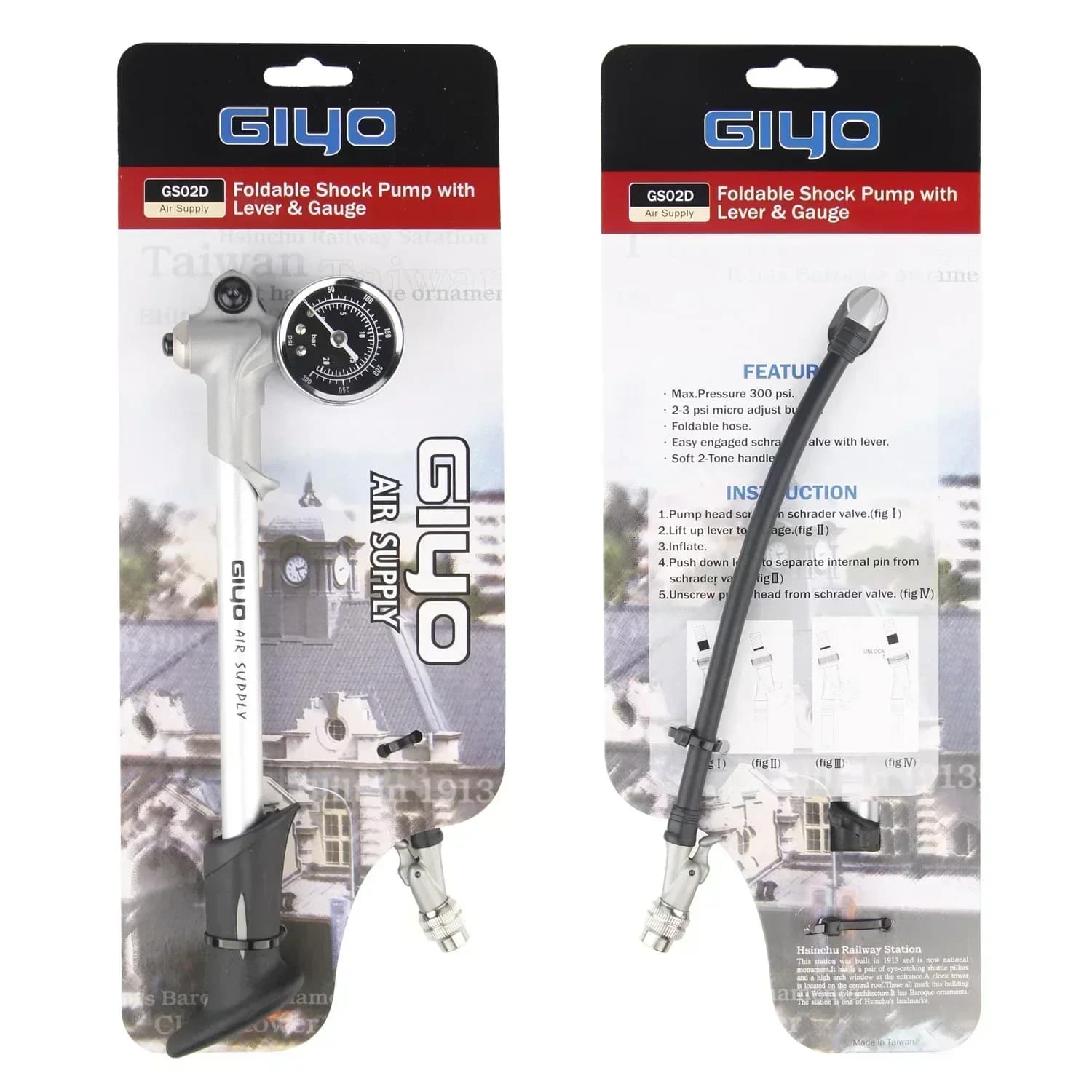 GIYO GS-02D MTB Bici Pompa Portatile 300 psi Ciclismo Forcella Ammortizzatore Pompe Bicicletta Ad Alta Pressione Gonfiatore Valvola Schrader