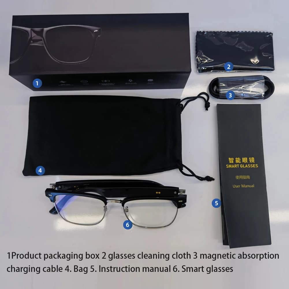 Smart Glasses with AI Vocal Assistant, Camera and Remote Shield Function, Wearable Glasses with Open-Ear Audio, Microphone and Speakers for Men and Women