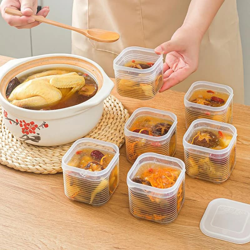 6 Parts Food Container, Fruit and Vegetable Box with Fridge Cover, Cooking Jar