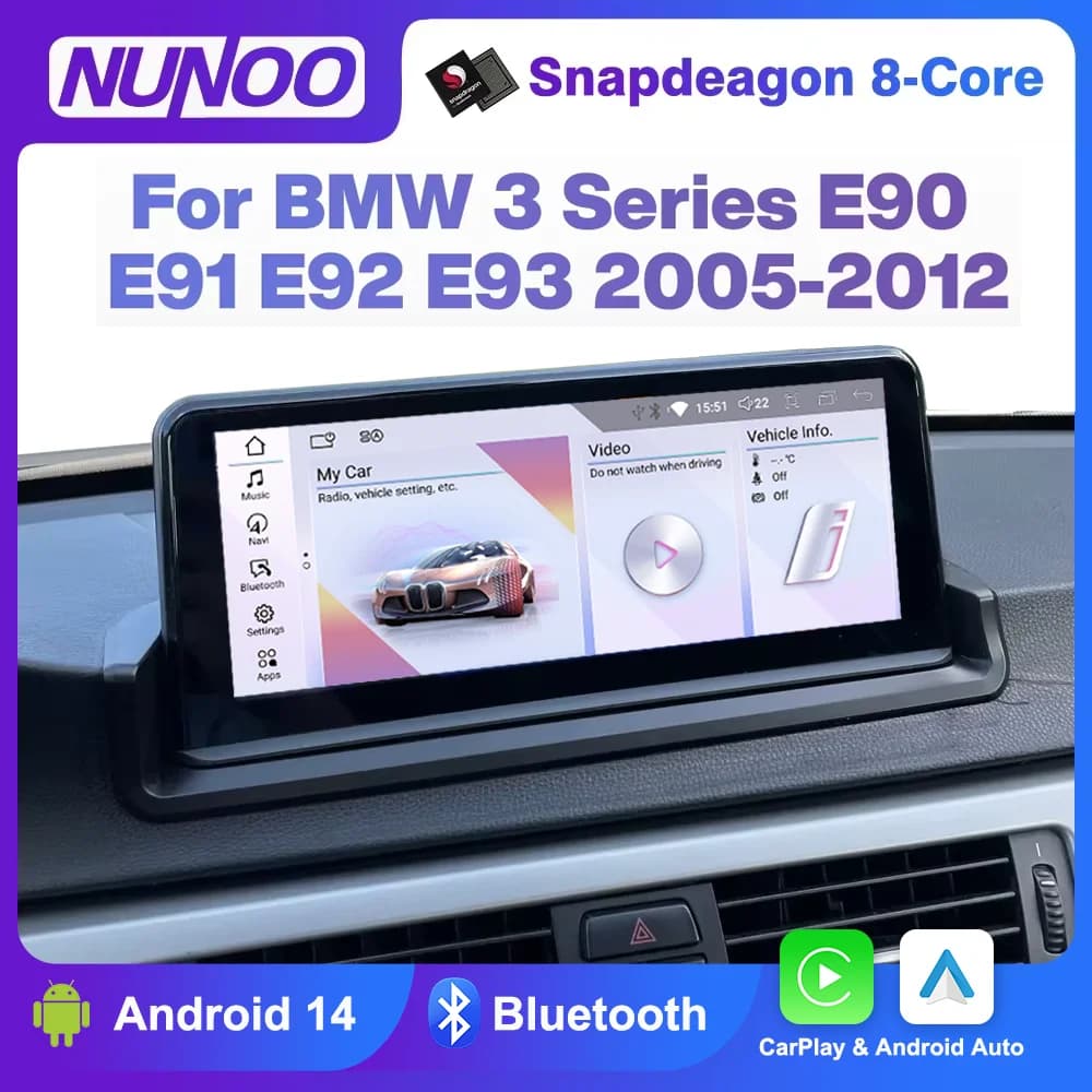 Autoradio Android 14 E90 CarPlay for BMW Series 3 E90 E91 E92 E93 2005-2012, Multimedia GPS Stereo WIFI
