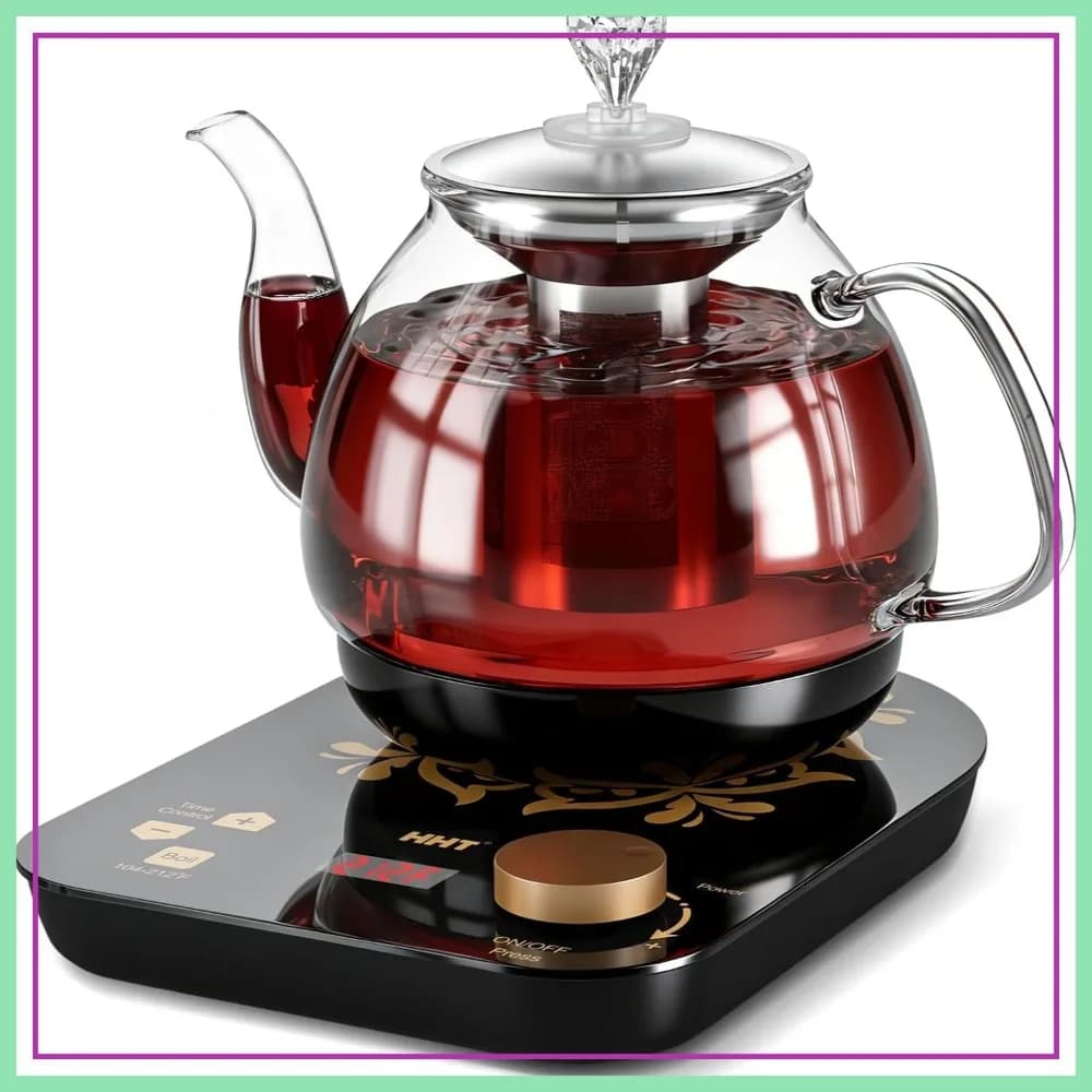 Bollitore Elettrico con Infusore, ±1 ℉ Controllo della temperatura, bollitore in vetro da 0,8 l/27 oz, spegnimento automatico, mantenimento in caldo, senza BPA