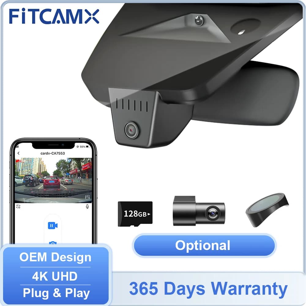 Dashcam anteriore 4K per Ford Ranger 2019-2023 / Ranger Wildtrak Raptor 2024-2025, la videocamera FITCAMX ha Wi-Fi per Ford Fiesta Puma