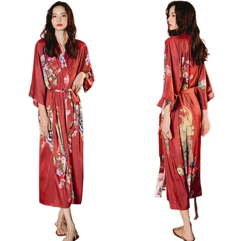 Accappatoio e Pigiama da Donna in Raso Chiffon, Estivo, Taglie Forti, in Seta Ghiaccio, Lusso Leggero, Liscio e Morbido, per il Relax e la Notte