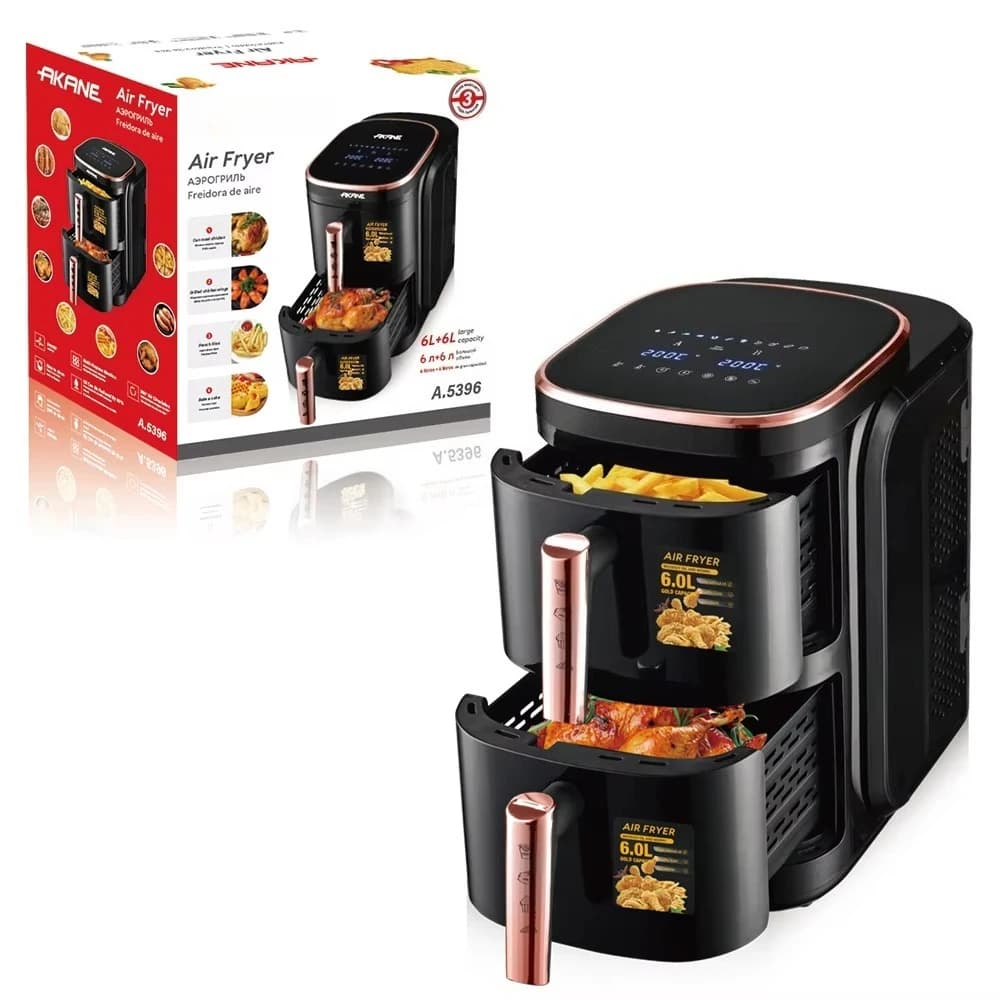 2400W 12L Dual Drawer Air Fryer Freidora De Aire Digital Touch Screen 360° Air Circulation Design
