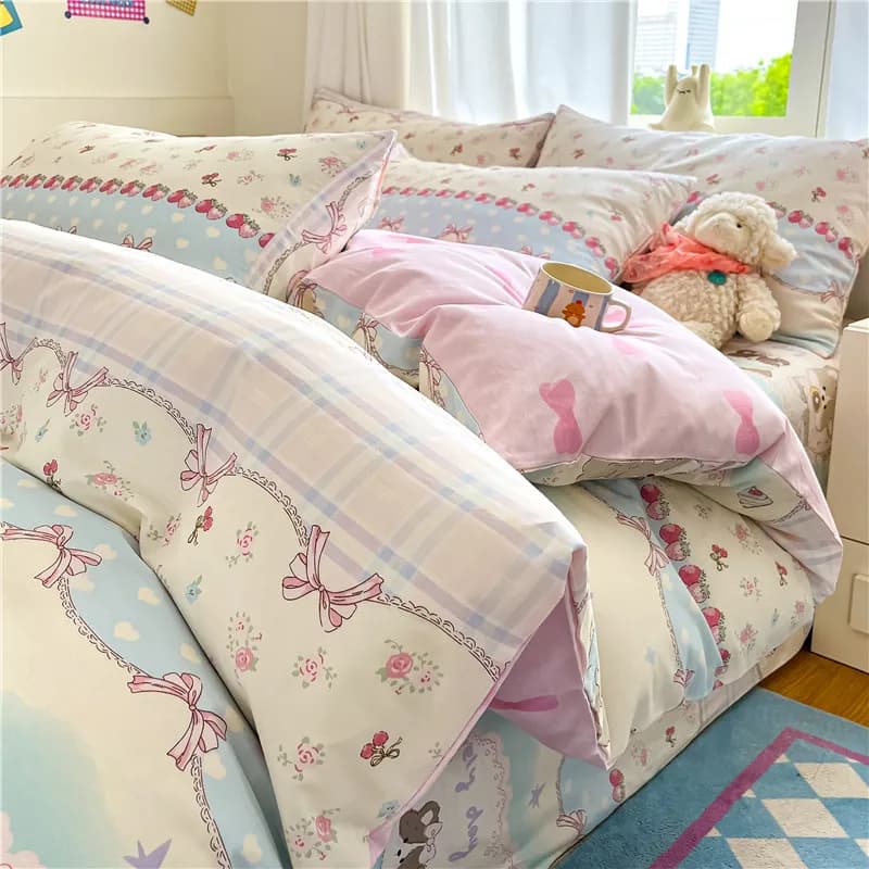 Copripiumino delicato sulla pelle Copripiumini in cotone 100% Biancheria da letto con stampa carina Copripiumino per la casa Dekbedovertrek (la federa necessaria l'ordine)