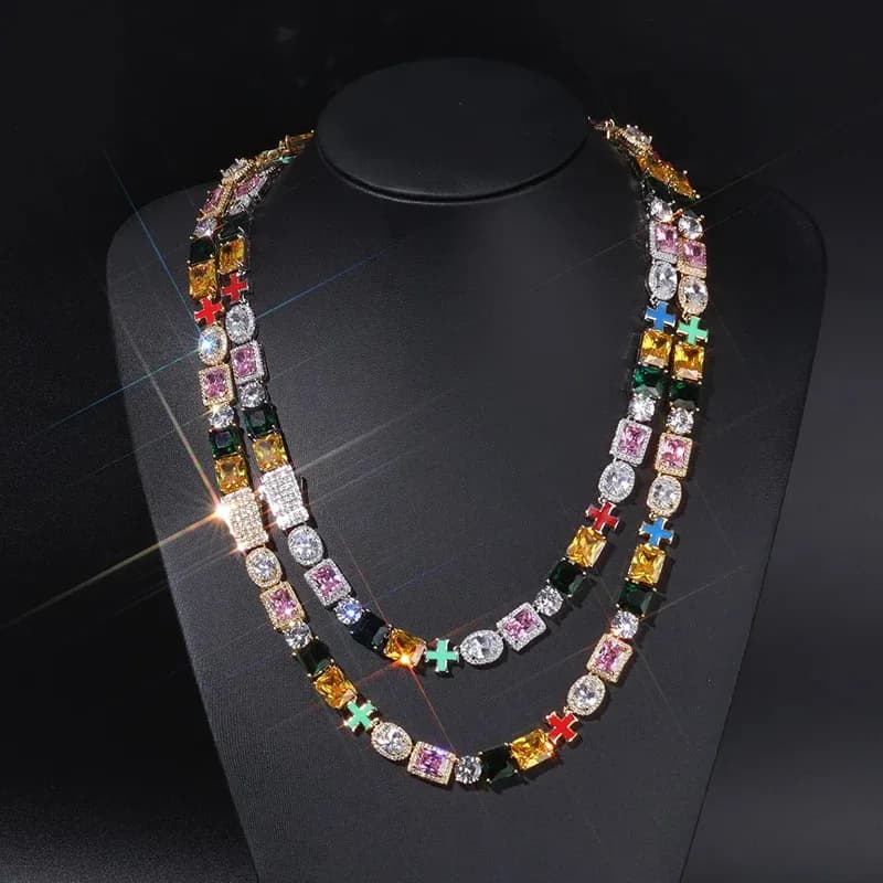 Collane YISON con Pietre Preziose Multiple per Uomo e Donna, Collezione di Gemme Colorate di Forme Miste, Bracciale, Gioielli Hip Hop alla Moda