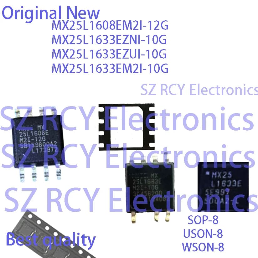 (5-50 PZ) MX25L1608EM2I-12G MX25L1633EZNI-10G MX25L1633EZUI-10G MX25L1633EM2I-10G 25L1608E 25L1633E MX25L1633E NOR FLASH IC CHIP