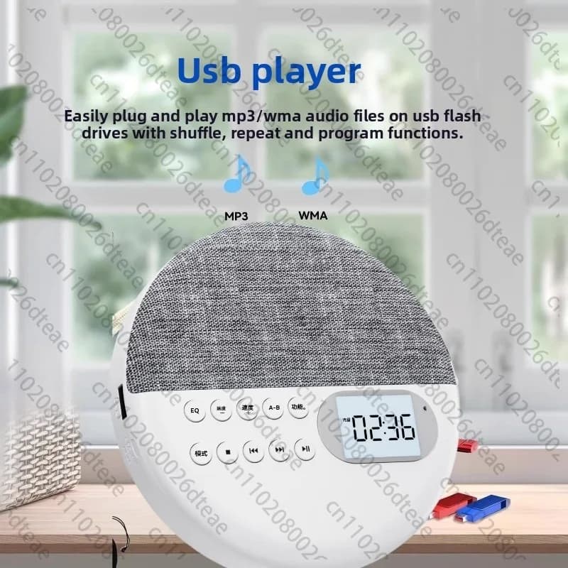 Rechargeable CD Walkman Player Smart Audio Player Bluetooth USB Language Learning Device with External Speaker