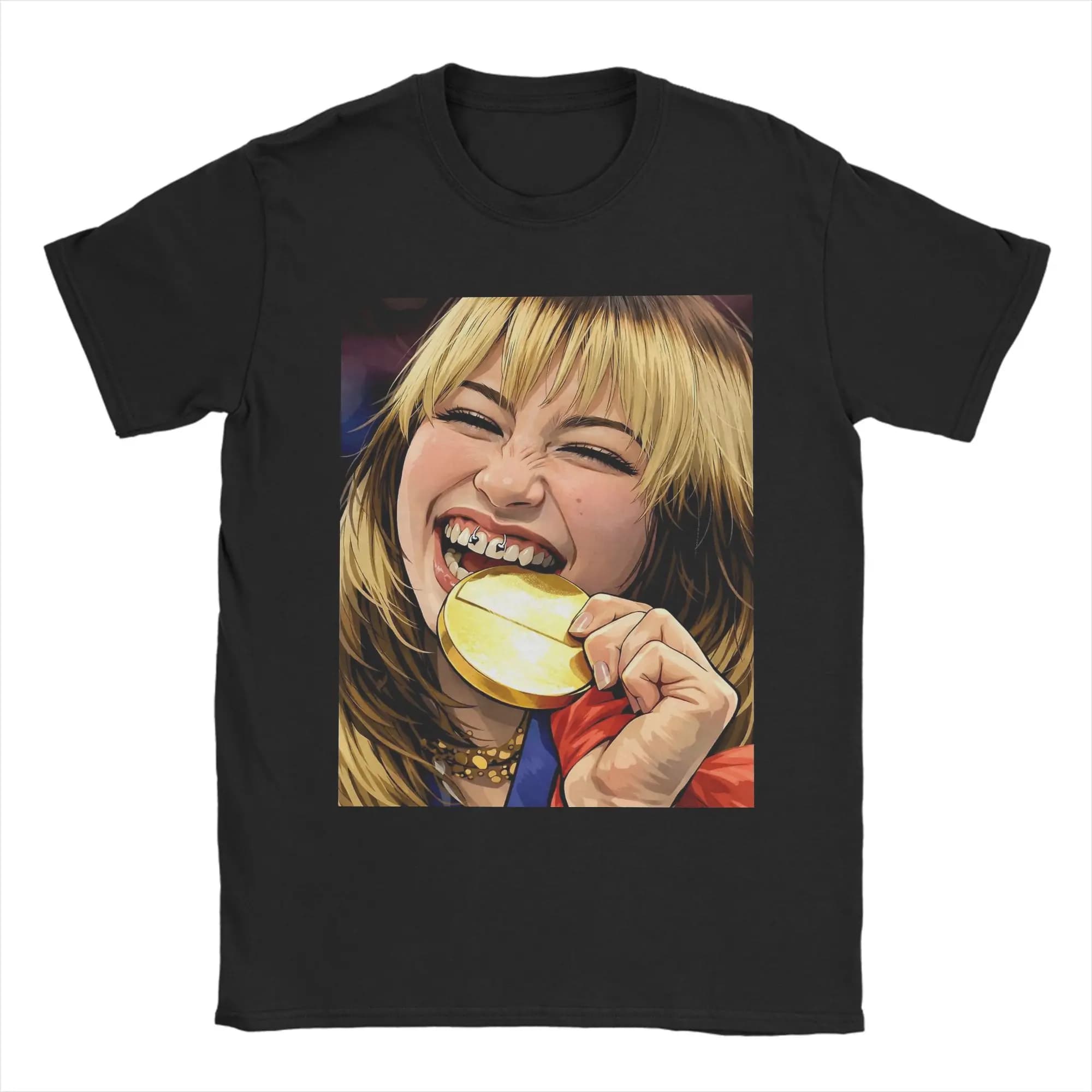 T-shirt da uomo Alysa Liu per pattinaggio artistico, in cotone, a maniche corte, girocollo, con stampa unica