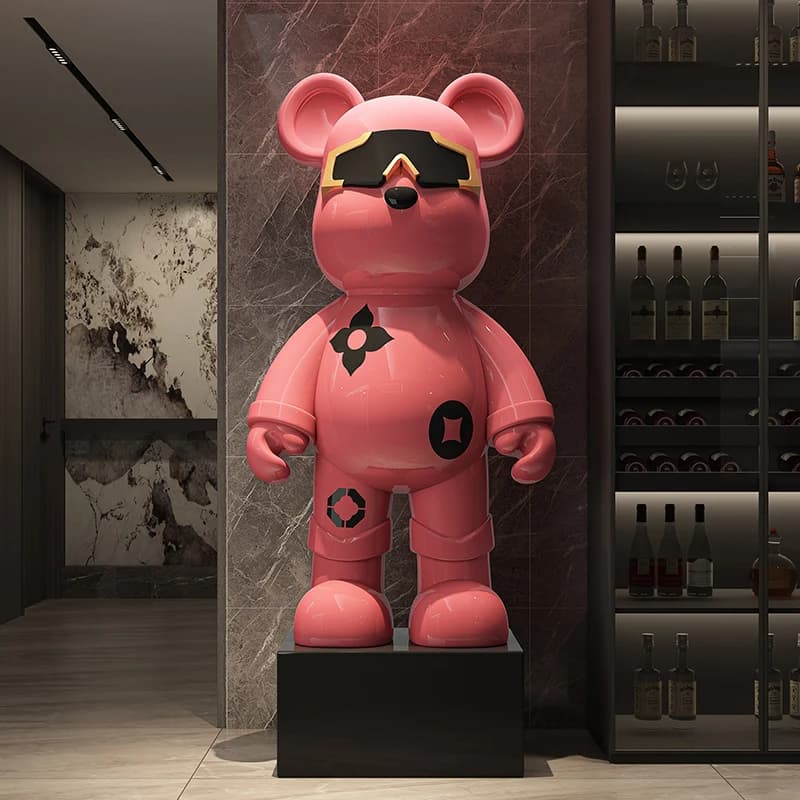 Luce di lusso rosa orso violento decorazione del pavimento soggiorno divano mobile TV salvadanaio regalo creativo occhiali da sole scultura