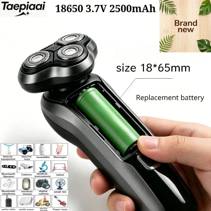 Batteria al litio ricaricabile 18650 3.7V 2500mAh nuovissima con caricabatterie, torcia elettrica, spazzolino elettrico, rasoio
