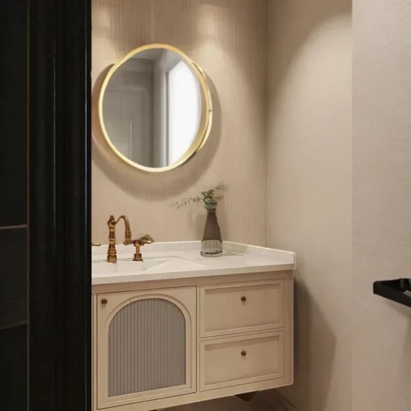 Mobiletto da Bagno Multifunzione con Armadietto, Lavabo, Mensola a Muro e Portasciugamani, per Stazioni WC e Spazi Stretti