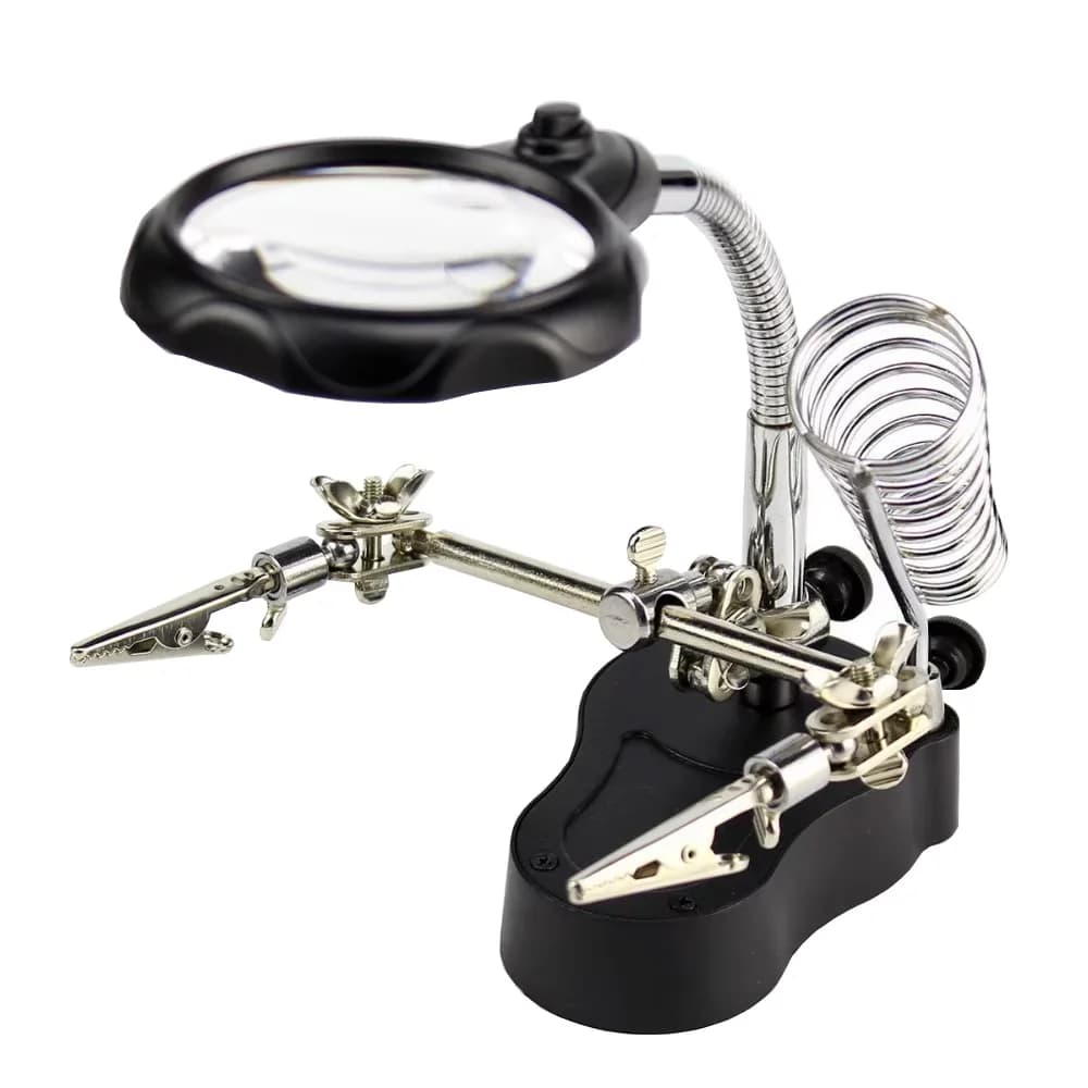 Lente d'ingrandimento ausiliaria per saldatura 3.5X 12X con clip, strumento per saldatura elettrica, saldatore per circuiti stampati, lente d'ingrandimento con supporto
