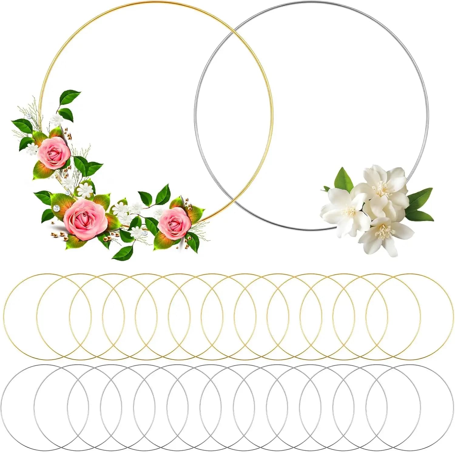 24 PCS Metal Hoops for Crafts, 10 Inch Metal Rings for Crafts Bulk Dream Catcher Rings Macrame Hoops for Weddings, Table Decorat