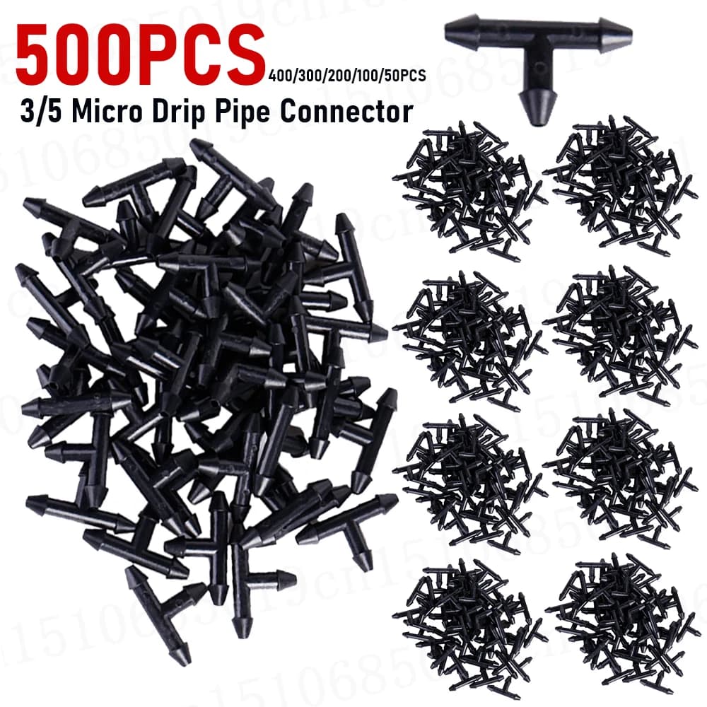 50 pcs 3/5 Micro Groove Pipe Plastic Connector Micro Spray Common Universal Portable Multi-function Light for Irrigation Systems