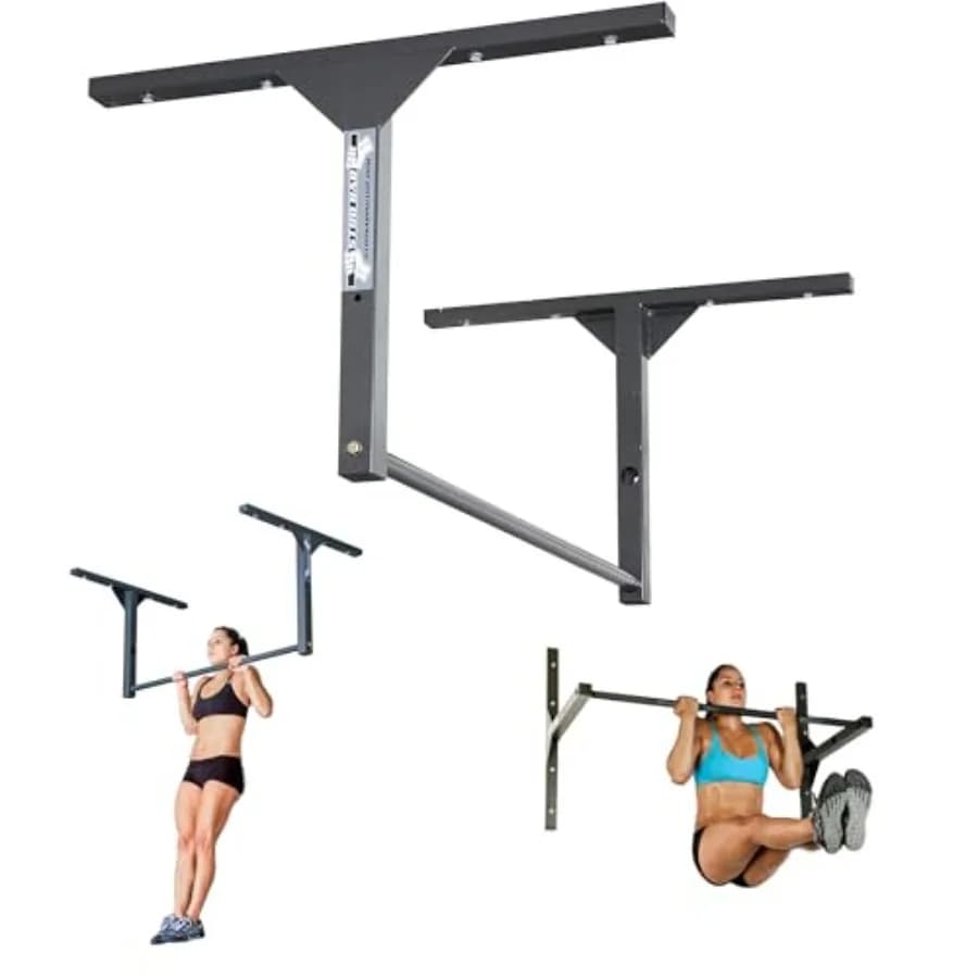 Heavy-Duty Pull-Up Bar for Home Gym Steel, Black Ceiling or Wall Mount, 600 lb Capacity, Fits 9 ft Ceilings