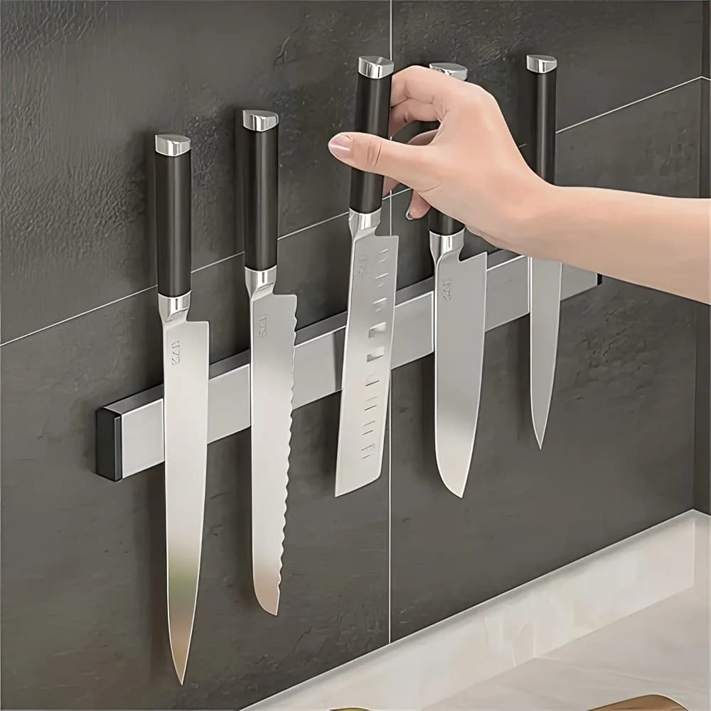 Portacoltelli magnetico da parete 1 pezzo per striscia magnetica per coltello Potente portacoltelli magnetico per portacoltelli da cucina in acciaio inossidabile