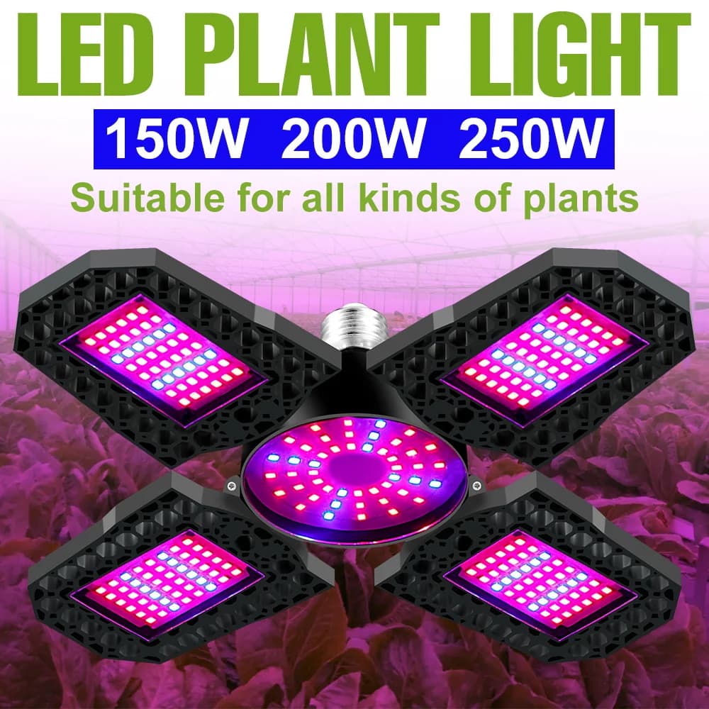 Lampadina LED per Coltivazione Piante 250W, Spettro Completo E27/E26, 220V, Deformabile, per Semenzai, Vegetali e Fiori, Illuminazione Interna