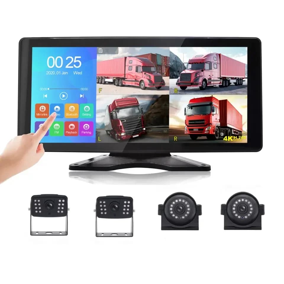 Touch Screen 4K Four Cameras Dash Cam Reverse Video 10.36 Inch Parking Monitor Display for Motorhome Truck