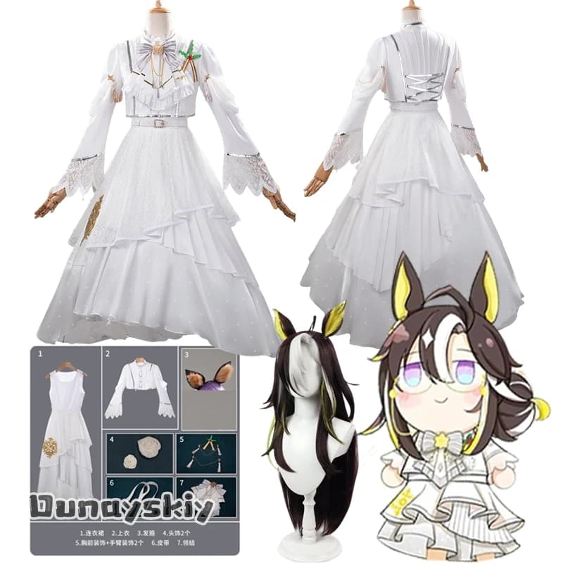 Costume Natalizio Pretty Derby Uma Musume Dream Journey, Abito Cosplay Lolita Bianco, Travestimento per Feste a Tema Carnevale