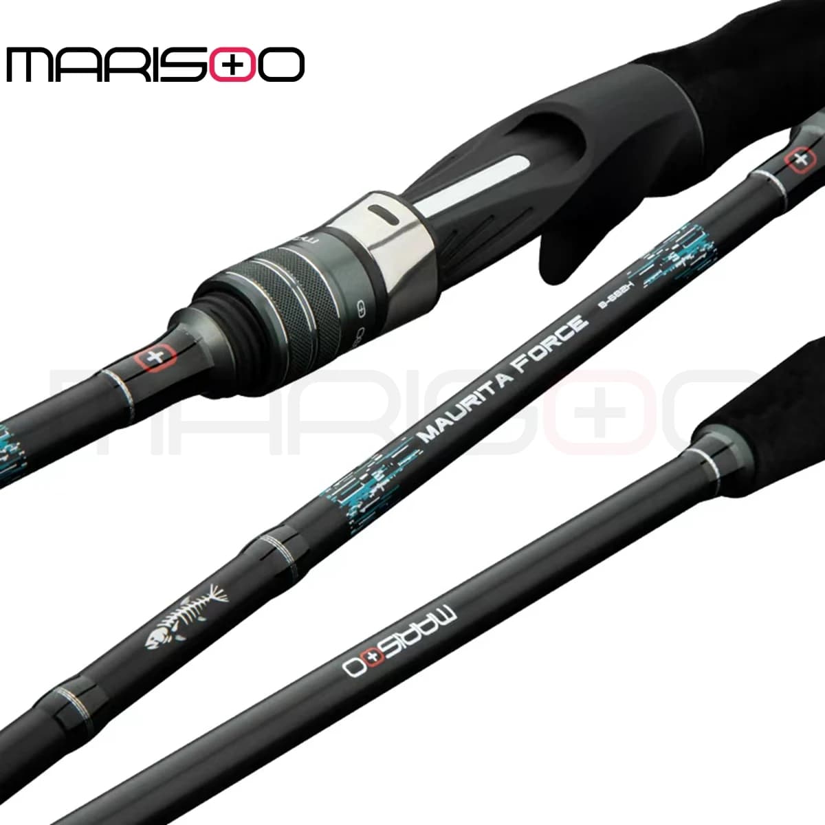 Canna da Pesca MARISOO MAURITA FORCE in Carbonio Ultra-Leggero a 2 Pezzi – per Calamari/Polpi, Azione Ultra-Morbida 37, Pesca in Mare/dal Barca