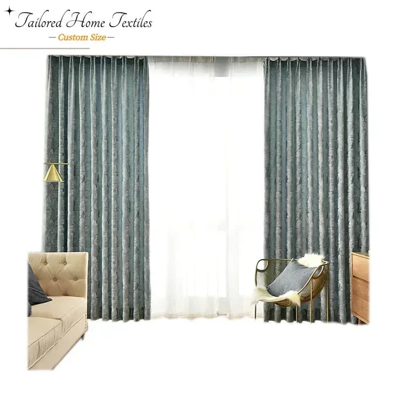 Tenda jacquard di dimensioni personalizzate per soggiorno camera da letto Tenda per finestra in ciniglia oscurante con motivo pastorale Semplice tulle bianco