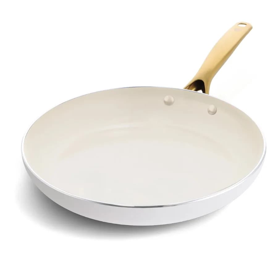 White Diamond 12" Toxin-Free Ceramic Frying Pan Skillet White