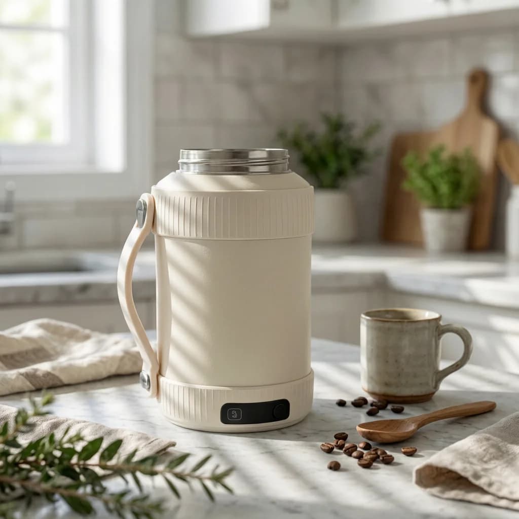 Portable Electric Kettle Cup Ribbed Water Boiler Small Appliance Loop Handle