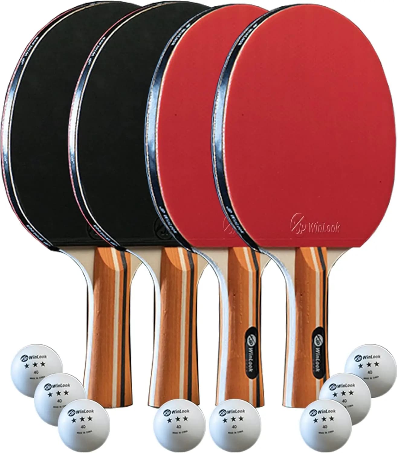 Set di Racchette da Ping Pong - 4 Racchette da Tennis da Tavolo con 8 Palline e Custodia Portatile per Giochi al Chiuso e all'Aperto