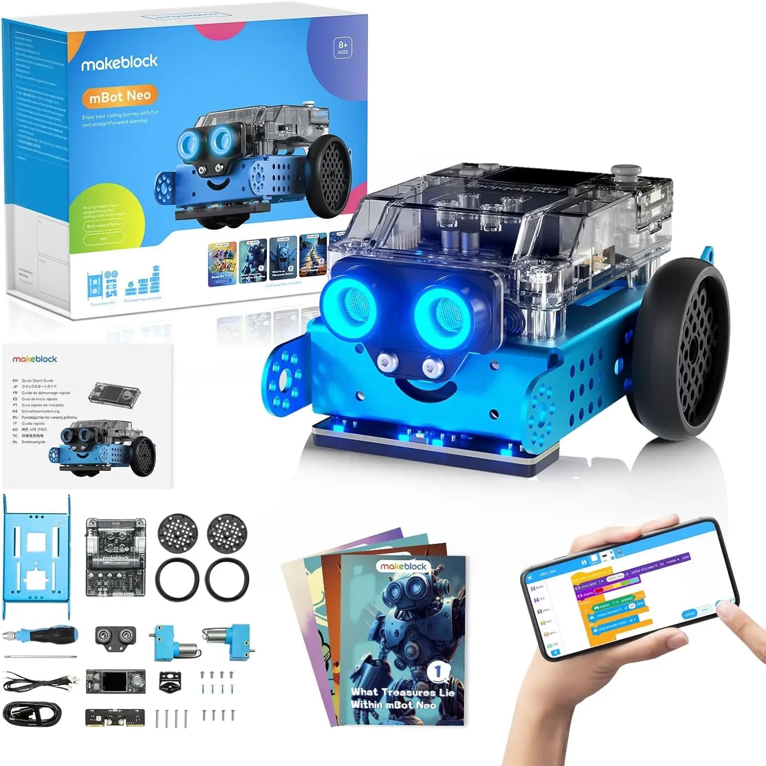 Kit Robot STEM per Bambini 8-14 Anni, Impara la Programmazione con Scratch e Python, Giocattolo Educativo da Costruire, Regalo