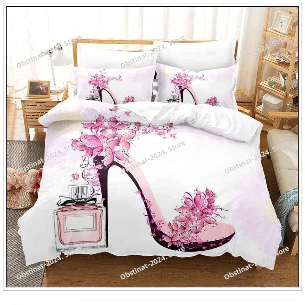 Set biancheria da letto con profumo personalizzato Set copripiumino rosa fiore Set biancheria da letto trapunta regalo Twin Queen King Size Regalo di moda romantico