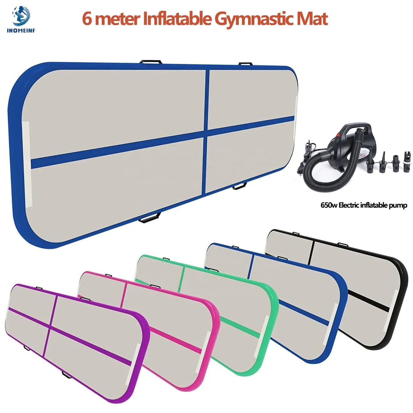 6x1x0.2m PVC Water Yoga Mat inflatable trampoline AirTrack Tumbling Mat gymnastics floor mattress for workout/Cheerlead/beach