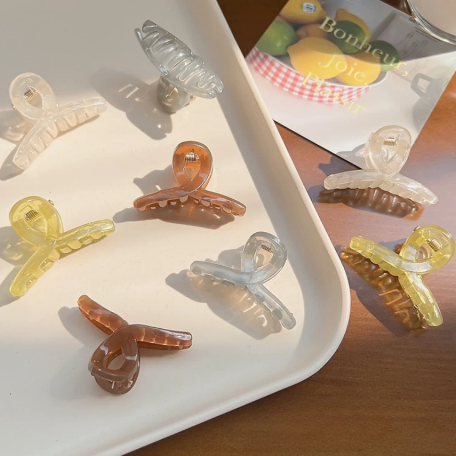 Mini fermagli per capelli trasparenti color gelatina da 4,5 cm, stile croce, piccoli fermagli a ganascia per acconciature a mezza coda e per fissare i capelli ribelli