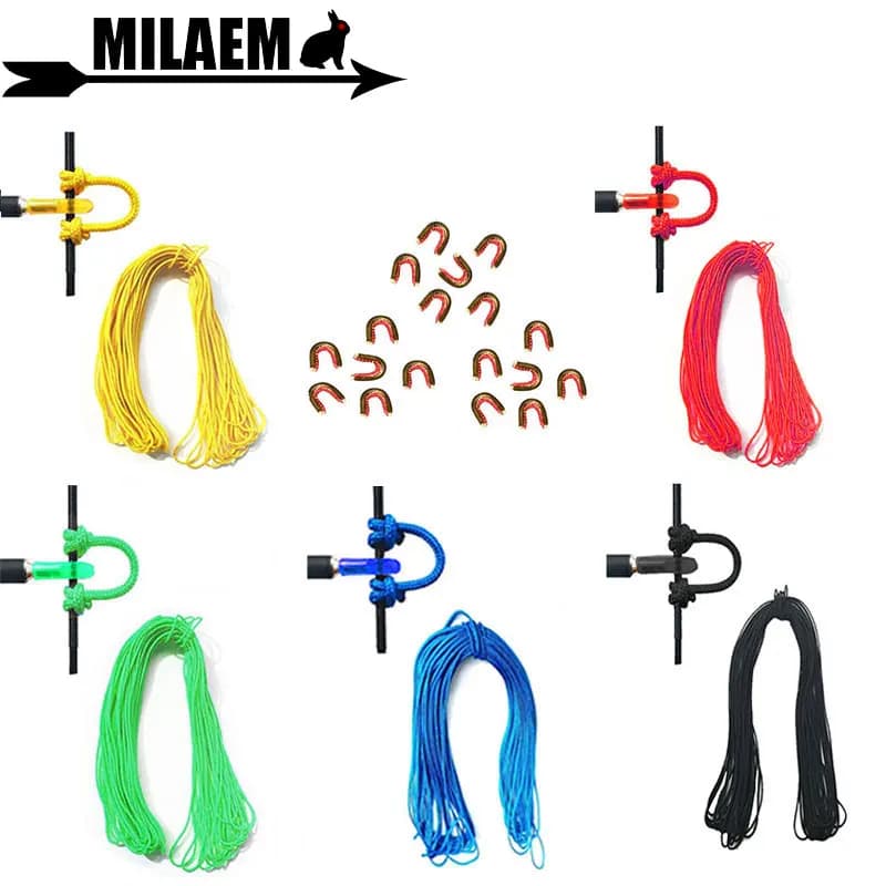 Tiro con l'arco 1m Corda Rilascio D Anello di Corda E 6pcs Fibbia In Ottone Clip Arco Compound Caccia All'aperto di Tiro Accessori