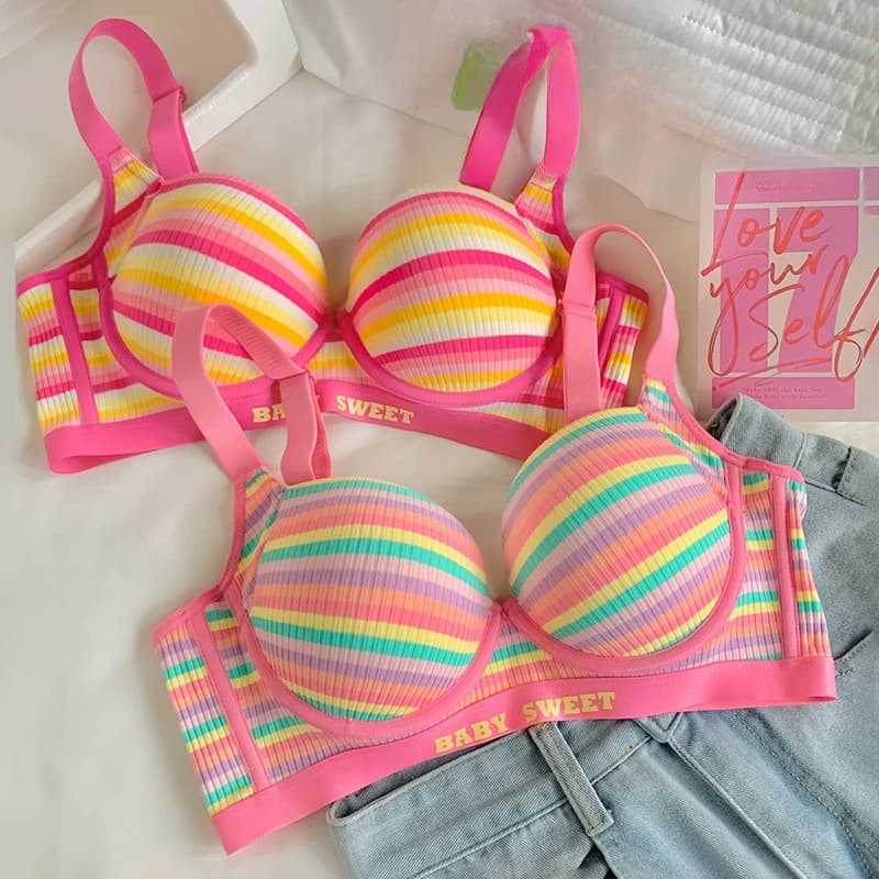 Reggiseno sexy per donna Top Dopamina Rainbow Girl Reggiseno senza cuciture Anello in acciaio Intimo gratuito Lingerie Bralette