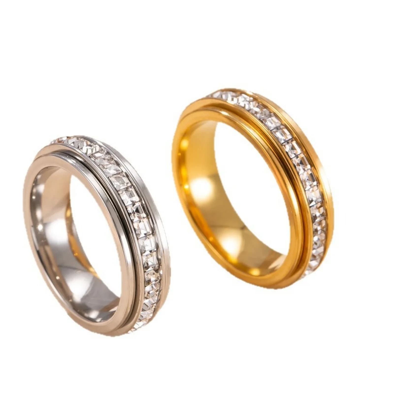 Anello Antistress Girevole in Acciaio Inossidabile Multicolore, Non Regolabile, Gioiello da Donna