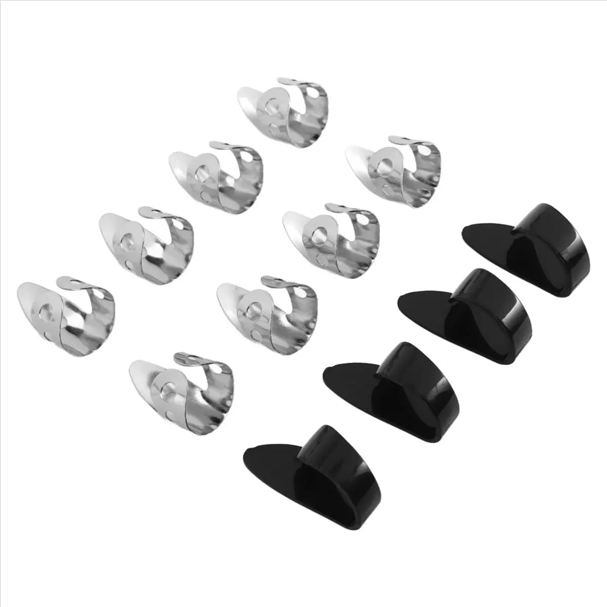 【STOCK】12 Pcs Steel Finger Picks Set,Metal Finger Picks Adjustable Finger Picks for Guitar, Banjos and Other Instruments