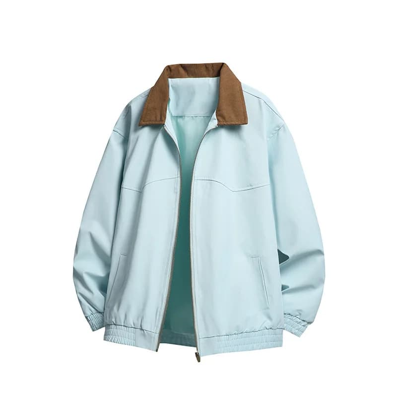 Collared For Men, Unique Style, Spring Autumn Jacket, Trendy Brand Casual Versatile Jacket In Pink, Black, And Purple