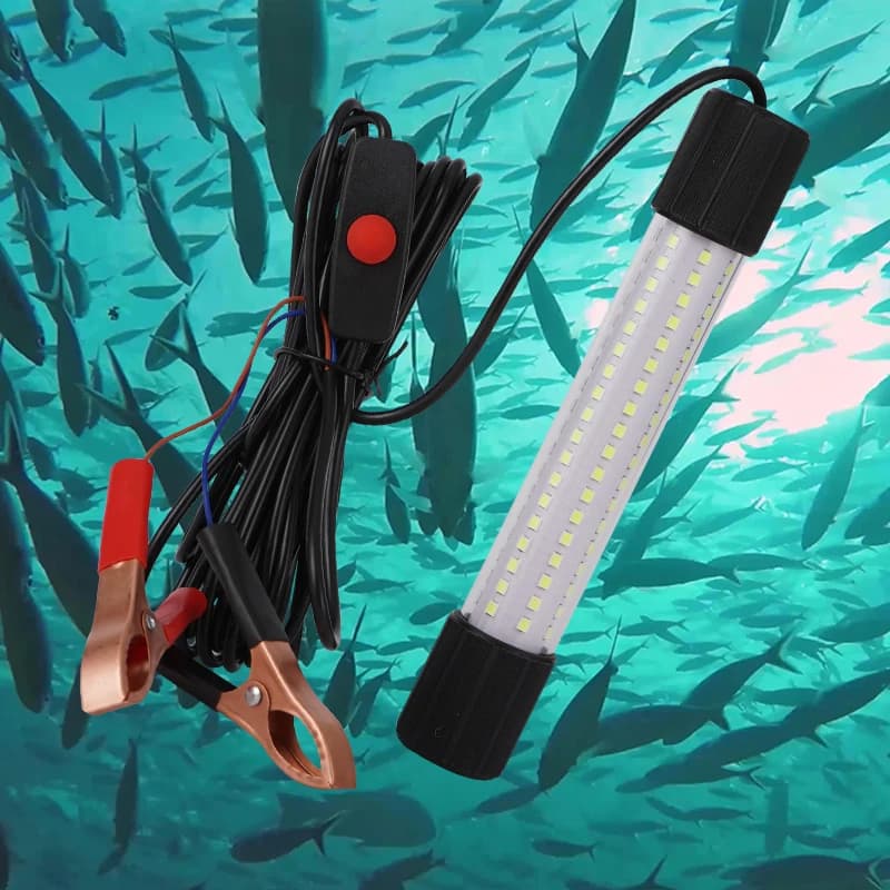 1 luce subacquea da 13W per la pesca notturna, collegata a un alimentatore da 12V, luce LED per esche, pesca in barca, pesca in mare, esca luminosa