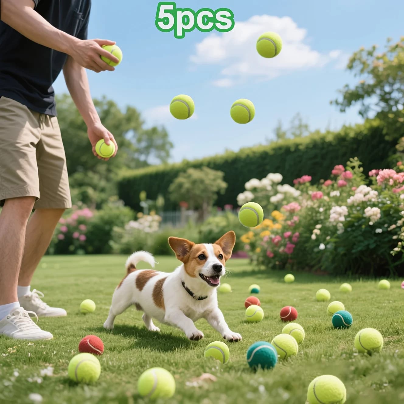 5pcs Rubber High Bounce Fetch Play Accessories for Small Dogs Interactive Pet Tennis Balls
