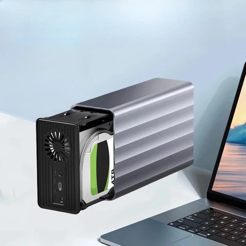 Box esterno per disco rigido a doppio alloggiamento per HDD/SSD da 2,5/3,5 pollici, docking station con funzione RAID per PC