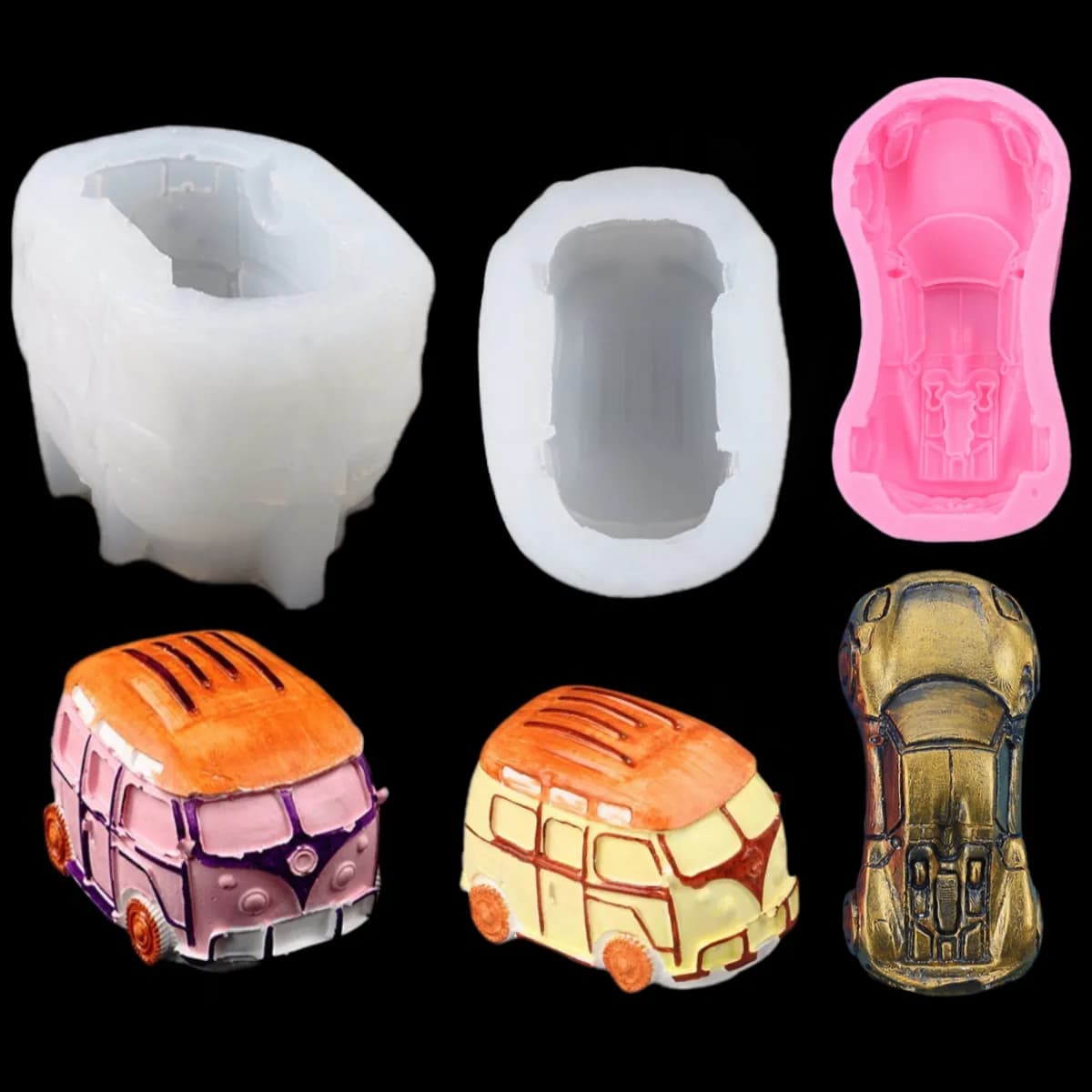 Nuovo stampo fai da te torta fondente stampo da forno mini bus auto candela in gesso profumato pasta da gioco ornamento decorativo stampi in silicone