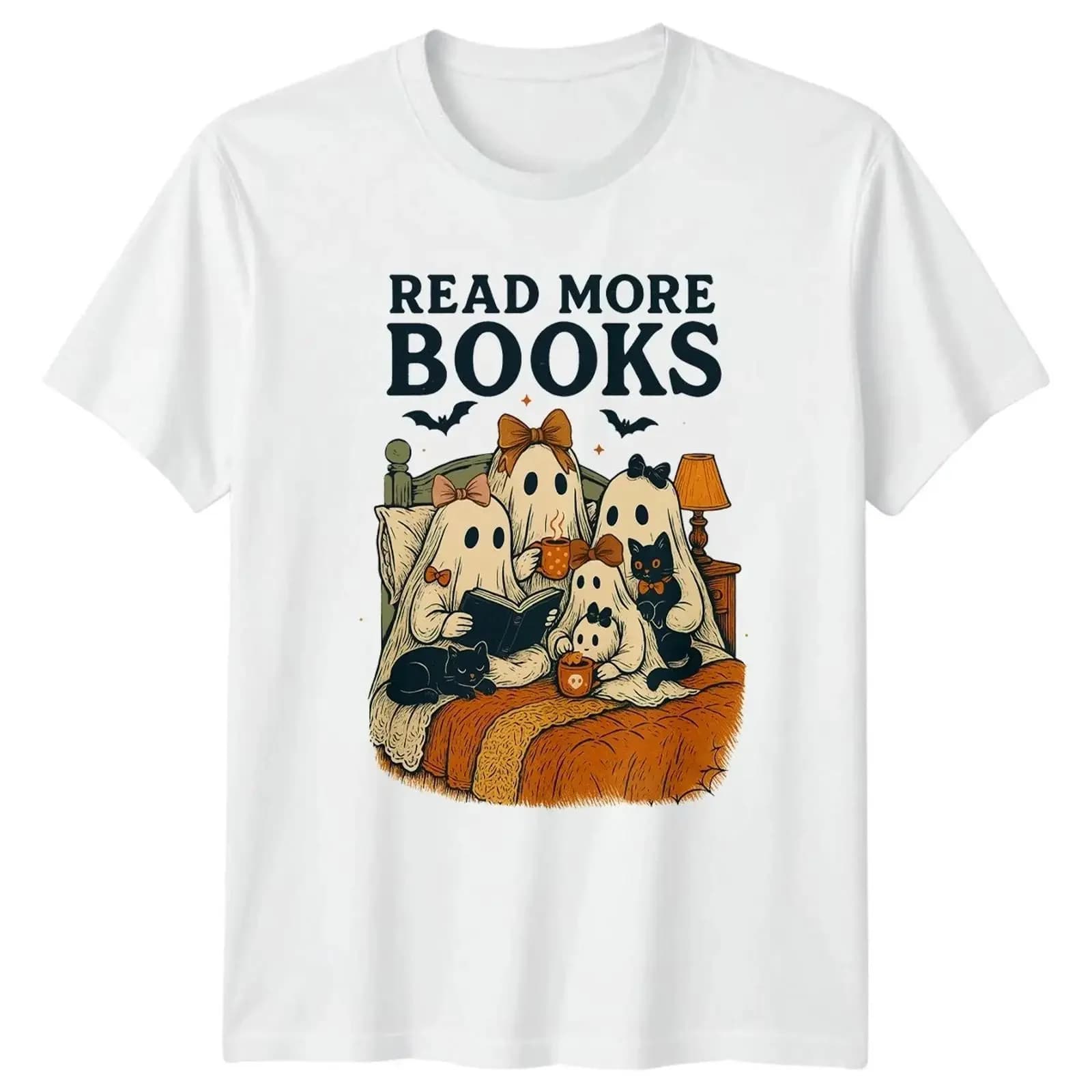 Leggi altri libri: Halloween Ghosts T-shirt grafica vintage da uomo e donna, effetto lavato, leggermente distressed, abbigliamento di design, morbida e versatile